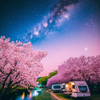 キャンプ場の夜桜