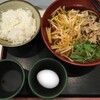 ピリ辛葱中華580円にご飯100円を追加する。無料クーポン券を使って、生たまごも追加する。 (@ ゆで太郎 in 豊島区, 東京都)   