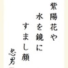 紫陽花や水を鏡にすまし顔