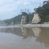 ささき浜　波打ち際に映る風景