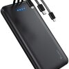 セールで格安 軽量 薄型 バイルバッテリー 10000mAh ケーブル内蔵（Lightning+Micro USB+Type-Cケーブル内蔵) 