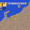 夜だるま地震情報『最大震度3・長野、新潟』