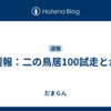 週報：二の鳥居100試走とか