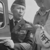 Mystery Veteran arrives at the Santa Anita Assembly Center in April 1942.　日系人強制収容所に到着した謎の日系退役軍人。
