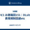 24/4/1 お題箱回151：DLsiteの表現規制回避etc