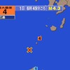 夜だるま地震速報、最大震度４、トカラ列島近海