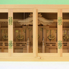 箱型の神棚で五社　尾州桧の神棚　専用のすだれも用意しています