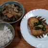 厚揚げの野菜煮込みとカレイの唐揚げ