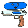 ポンプ付きの水鉄砲のかわいいイラスト