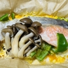 【手抜き】鮭と卵とピーマンのレンジ蒸し