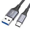 RAVIAD USB Type C ケーブル【3M/QC3.0対応】タイプ C ケーブル 3A 急速充電 高速データ転送 高耐久ナイロン編み USB-A to USB-C ケーブル Sony Xperia XZ/XZ2、Samsung Galaxy S20 S10+ S9、Huawei P30 P20 P10、LG その他Android USB-C機器対応 - グレー