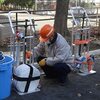 地域の防災訓練、消火栓は逆回し