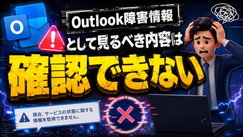Outlook障害情報として見るべき内容は確認できない