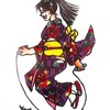 布切り絵「おてんば娘」