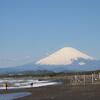 白い波と白い富士山