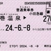 本日の使用切符：小田急電鉄 鶴巻温泉駅発行 鶴巻温泉▶︎270円区間（新松田）普通乗車券