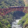 トロッコ列車の姿、峡谷に戻る　南阿蘇鉄道