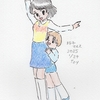 じゃれ合う玲子とマルスです