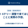 スト 6テリー 調整で来てほしいことと実際の予想。