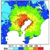 首都直下地震　予測震度の分布図