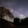 【天体撮影記 第54夜】 群馬県 上発知のしだれ桜と天の川と星空を
