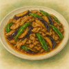 豚こま×なす×ピーマンの甘辛ソース炒め🍽️