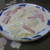 酒のあてにいかが（282）ハクサイとソーセージのクリーム煮