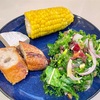 残り物ランチにとうもろこしごはん。思い出したスガワラガラスの飯碗。