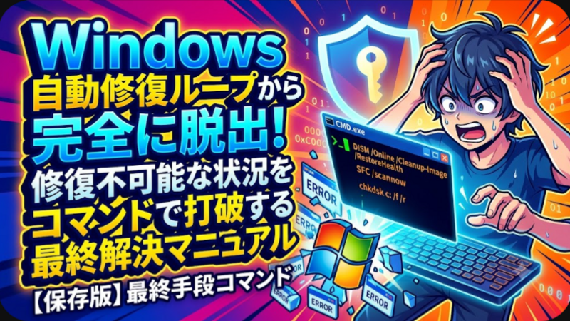 Windowsの自動修復ループから完全に脱出する！修復不可能な状況をコマンドで打破する最終解決マニュアル
