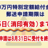 特別定額給付金 郵送申請 締め切り 9月15日（消印有効）　