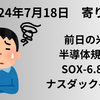 【24/7/18】ダウは６日続伸もナスダックが大幅安　円高も加味して日経は大幅反落スタートか
