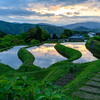 長野　荒原の夕景