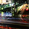 長時間露光による光線表現　都電荒川線・王子駅前停留場