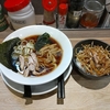 麺家 蘭花（東久留米市）の朝ラーメン（魚介中華そば）とモーニングセット（ミニネギメンマチャーシュー丼）