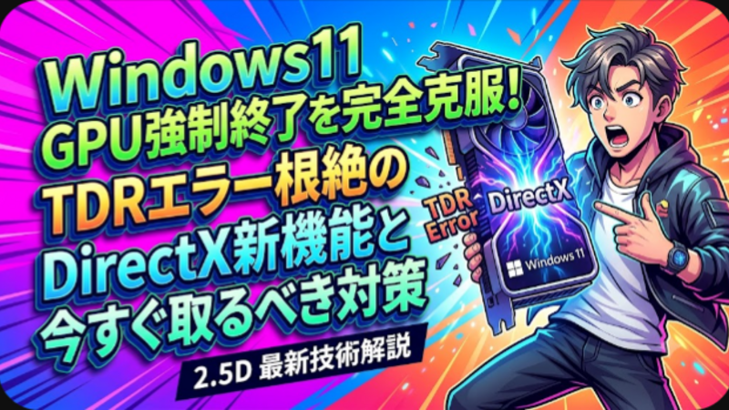 Windows11がGPUの強制終了を完全克服へ！TDRエラーを根絶するDirectX新機能とユーザーが今すぐ取るべき対策