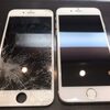 iphone6sの画面割れと液晶漏れの修理を担当しました。