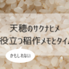 【天穂のサクナヒメ】攻略に役立つ（かもしれない）稲作メモとタイムテーブル