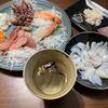 晩酌は、トラフグとお刺身盛り合わせで【ひれ酒】を楽しみました！