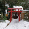 石浦神社「逆さ狛犬」冬景色
