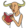 熱心に読書する牛 のイラスト