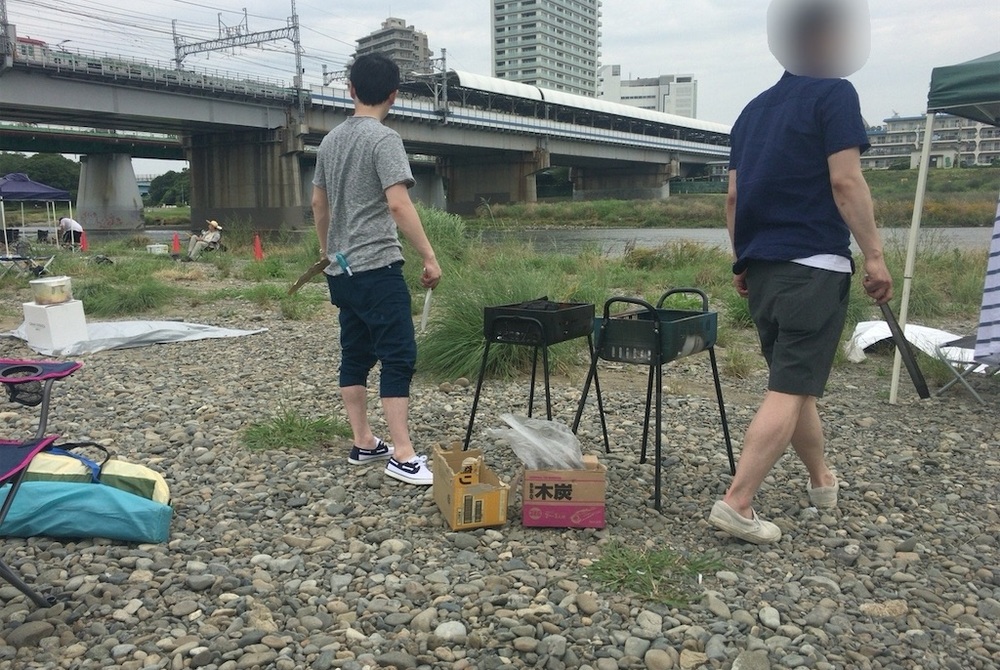 二子玉川で河川敷バーべキューをする