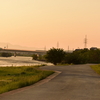 宇治川河畔の夕陽