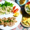 糖質オフを心がけて 塩で食べる豚ロースと炒り卵豆腐