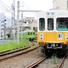 琴平線600形605-606号が瓦町近くにの車庫線で