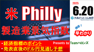 ドル/円見通しズバリ予想、2分早わかり「米６月フィラデルフィア連銀製造業景気指数」2025年6月20日発表 #外為ドキッ