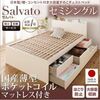 【組立設置費込】チェストベッド セミシングル【Salvato】【国産薄型ポケットコイルマットレス付き】ダークブラウン 日本製_棚・コンセント付き大容量すのこチェストベッド【Salvato】サルバト