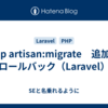 php artisan:migrate　追加とロールバック（Laravel）