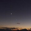 夕空に集合した土星・月・金星・木星