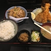 夏の食欲。イカ＆アジフライ肉豆腐付定食。