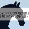 2023/11/30 地方競馬 船橋競馬 6R バラ賞(3歳)
